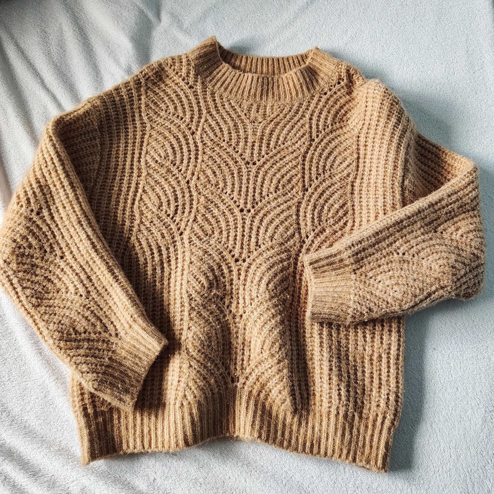 Mango Textured PINK PEACH Beige Sweater S Butter Soft
